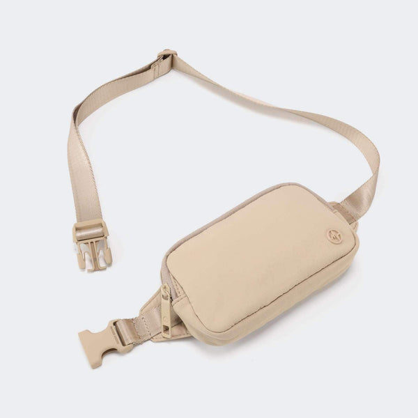 Pander Mini 0.7L belt bag in Trench, front view with full adjustable strap