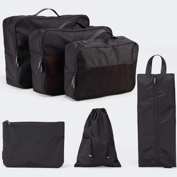 Pander set of six packing cubes in Onyx Black, full six-piece set