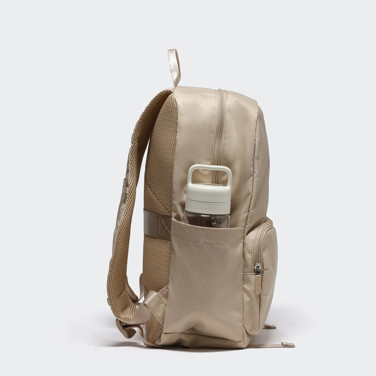 Pander 22L Raw Linen backpack side water bottle pocket