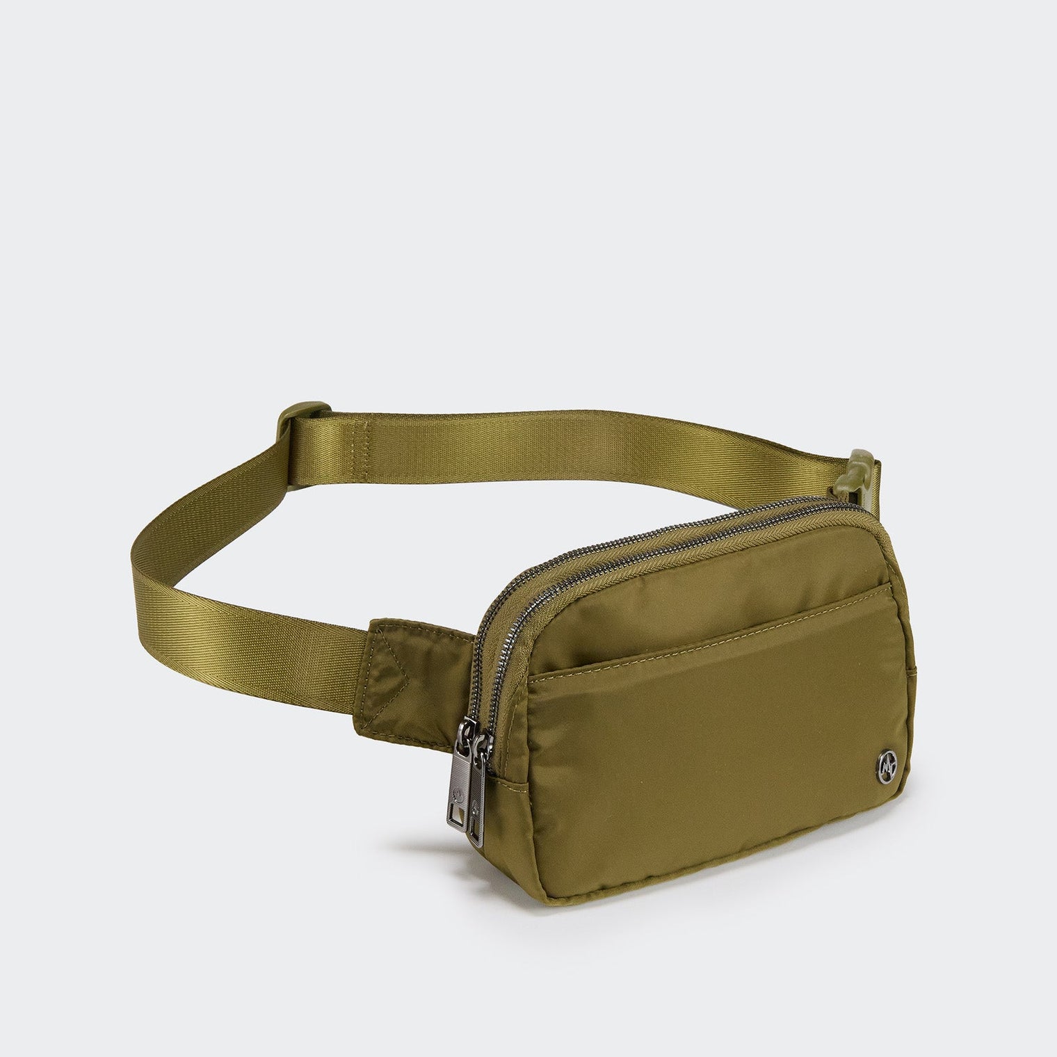 Pander 5 zipper pocket 2L belt bag in Dark Moss, product detail view 1