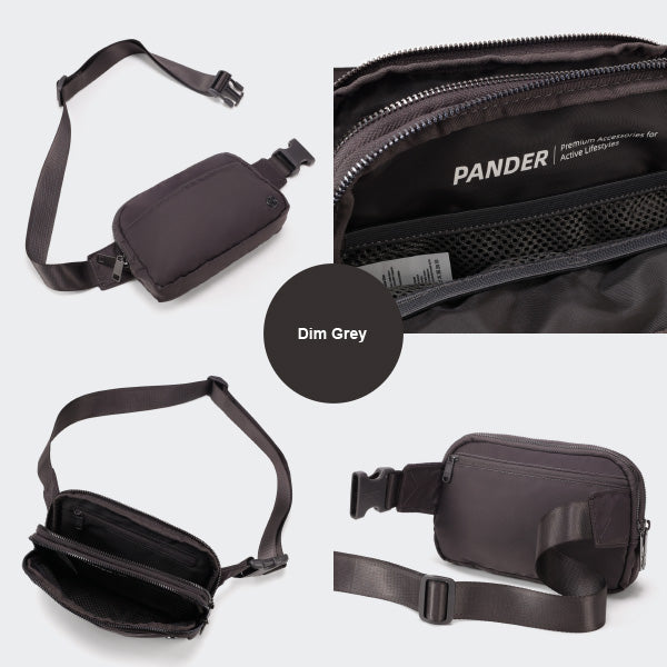 Pander 5 zipper pocket 2L belt bag in Dim Grey, product detail view 9