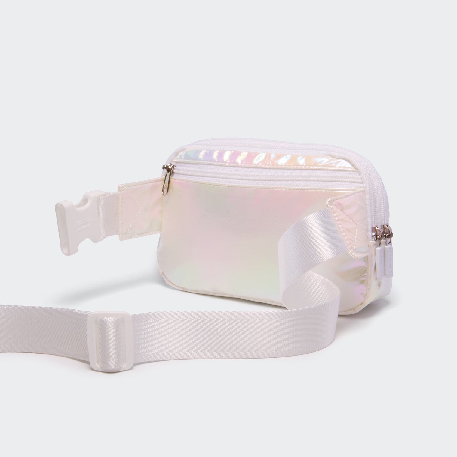 Pander 5 zipper pocket 2L belt bag in Iridescent White, product detail view 4