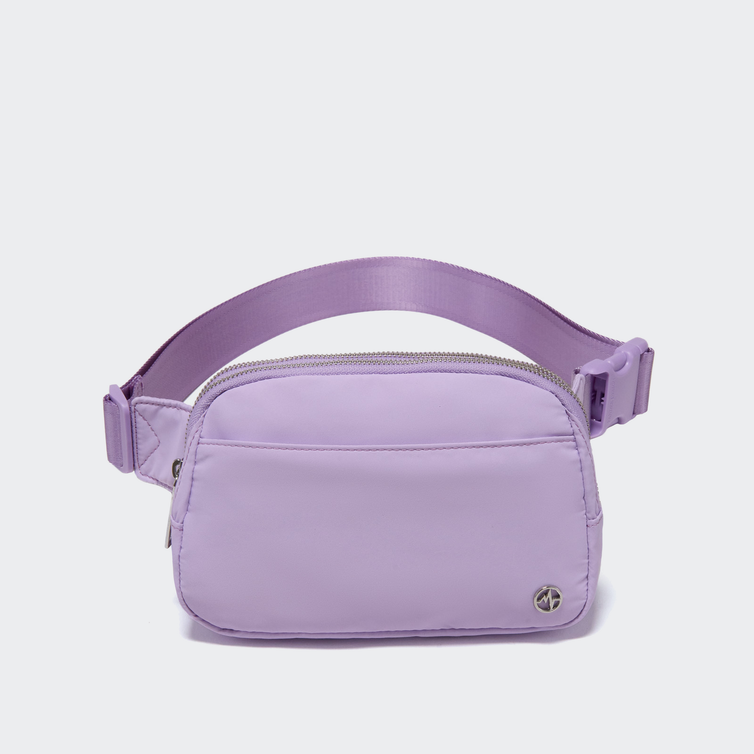 Pander 5 zipper pocket 2L belt bag in Lilac Purple, front view with adjustable strap