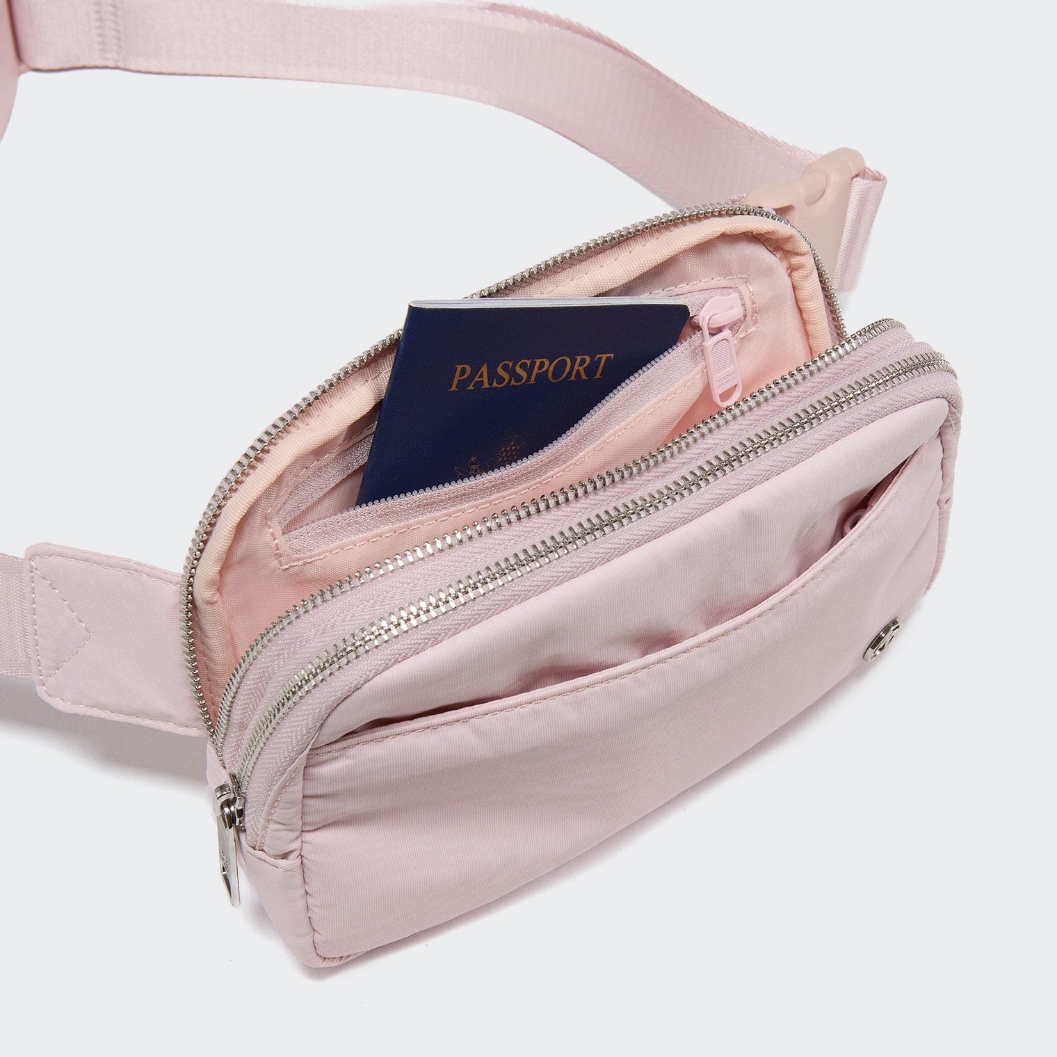 Pander 5 zipper pocket 2L belt bag in Pink, product detail view 9