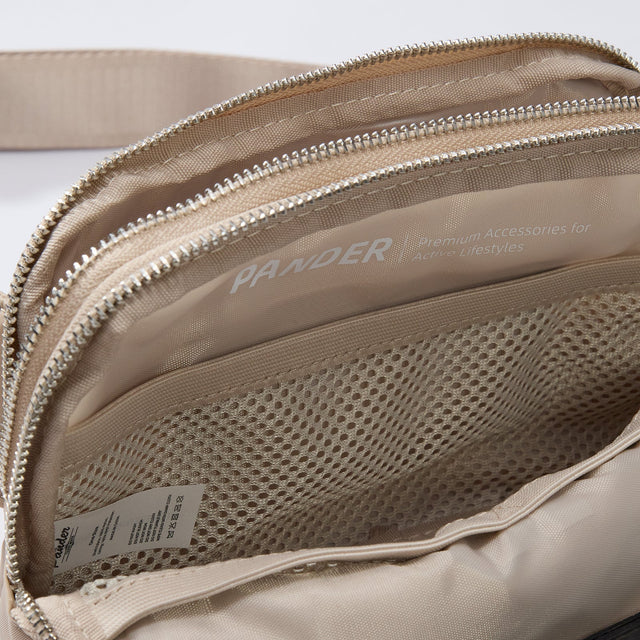 Pander 5 zipper pocket 2L belt bag in Raw Linen, product detail view 8