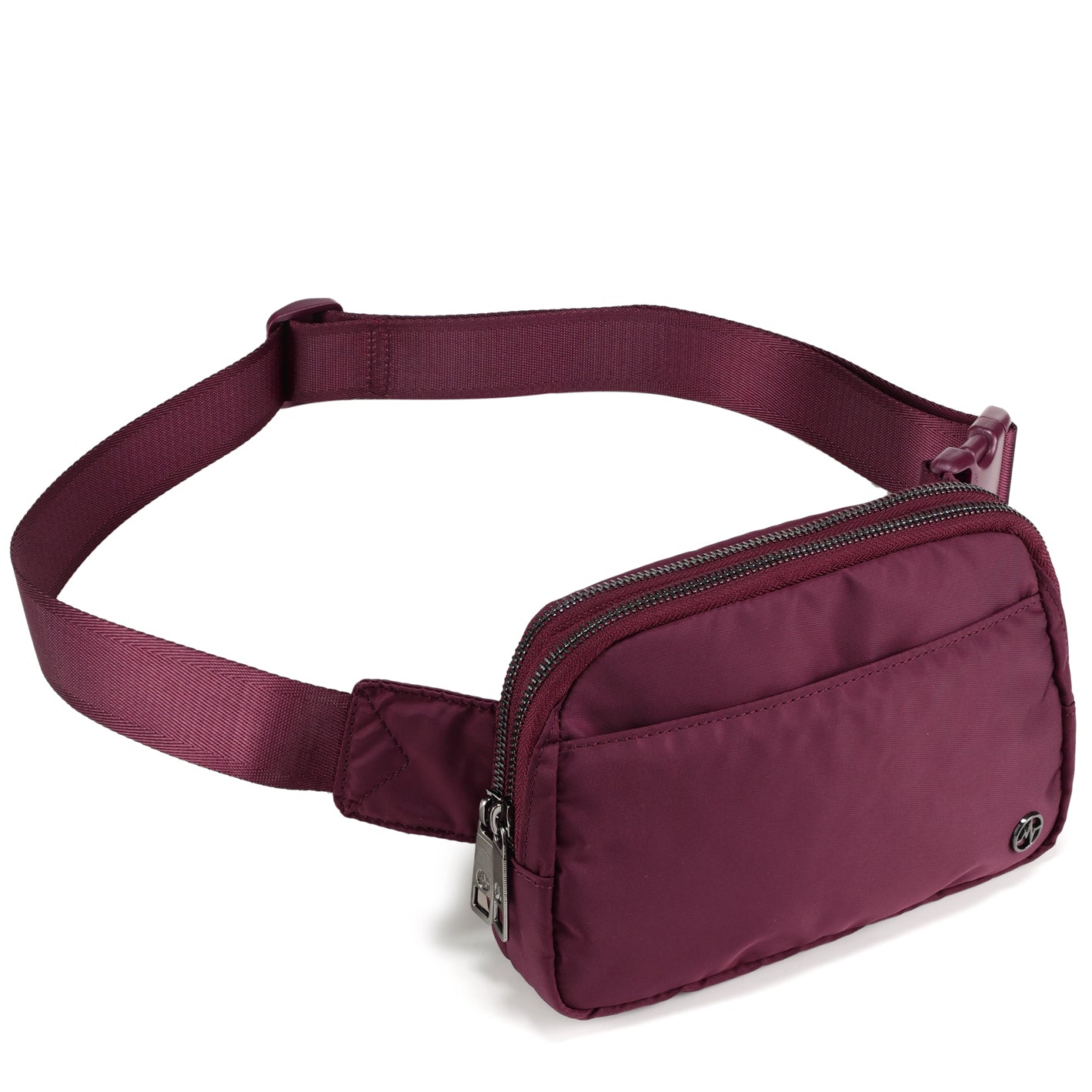 Pander 5 zipper pocket 2L belt bag in Red Merlot, product detail view 3
