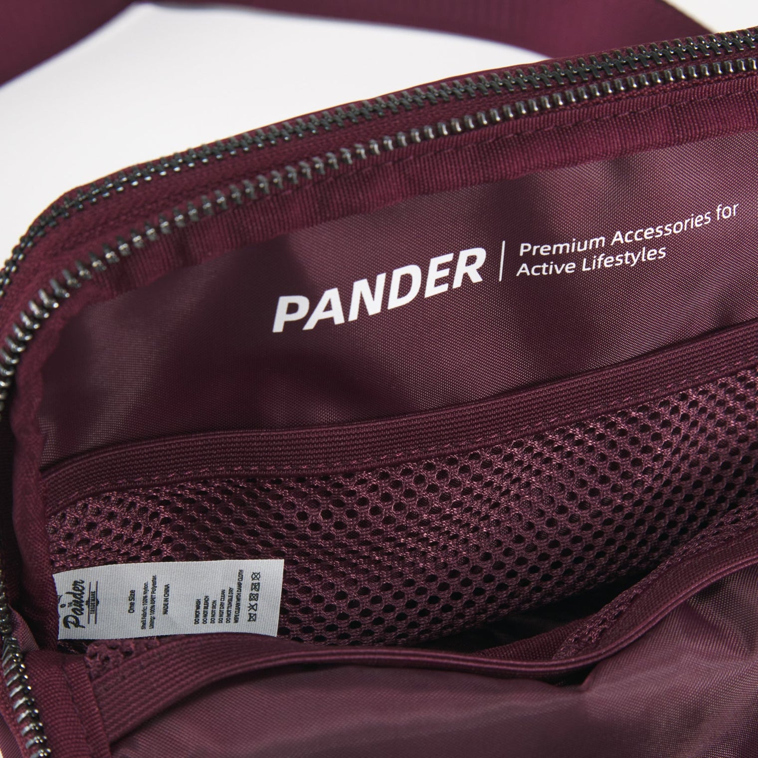 Pander 5 zipper pocket 2L belt bag in Red Merlot, product detail view 9