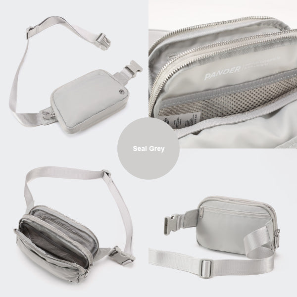 Pander 5 zipper pocket 2L belt bag in Seal Grey, product detail view 1