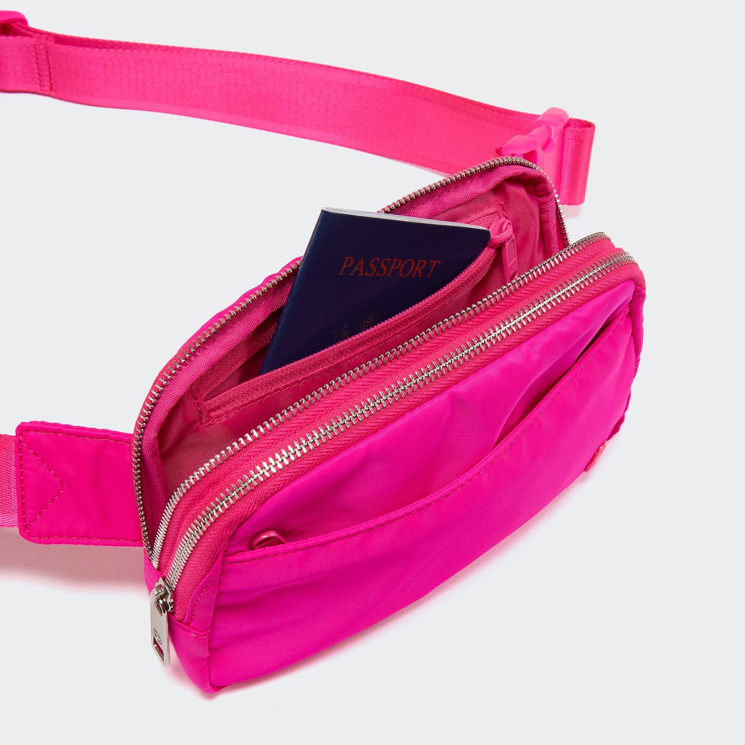 Pander 5 zipper pocket 2L belt bag in Sonic Pink, product detail view 9