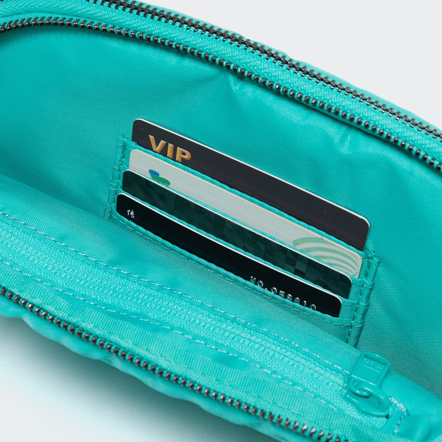 Pander 5 zipper pocket 2L belt bag in Teal Blue, product detail view 10