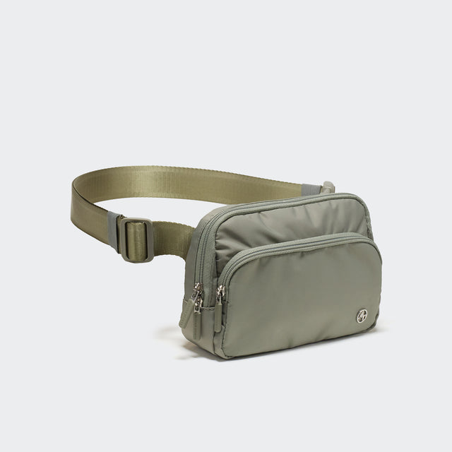 Pander 6-pocket crossbody belt bag in Grey Sage