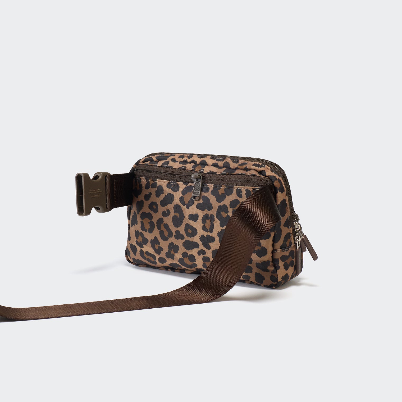 Pander 6-pocket crossbody belt bag in Leopard Multi back view