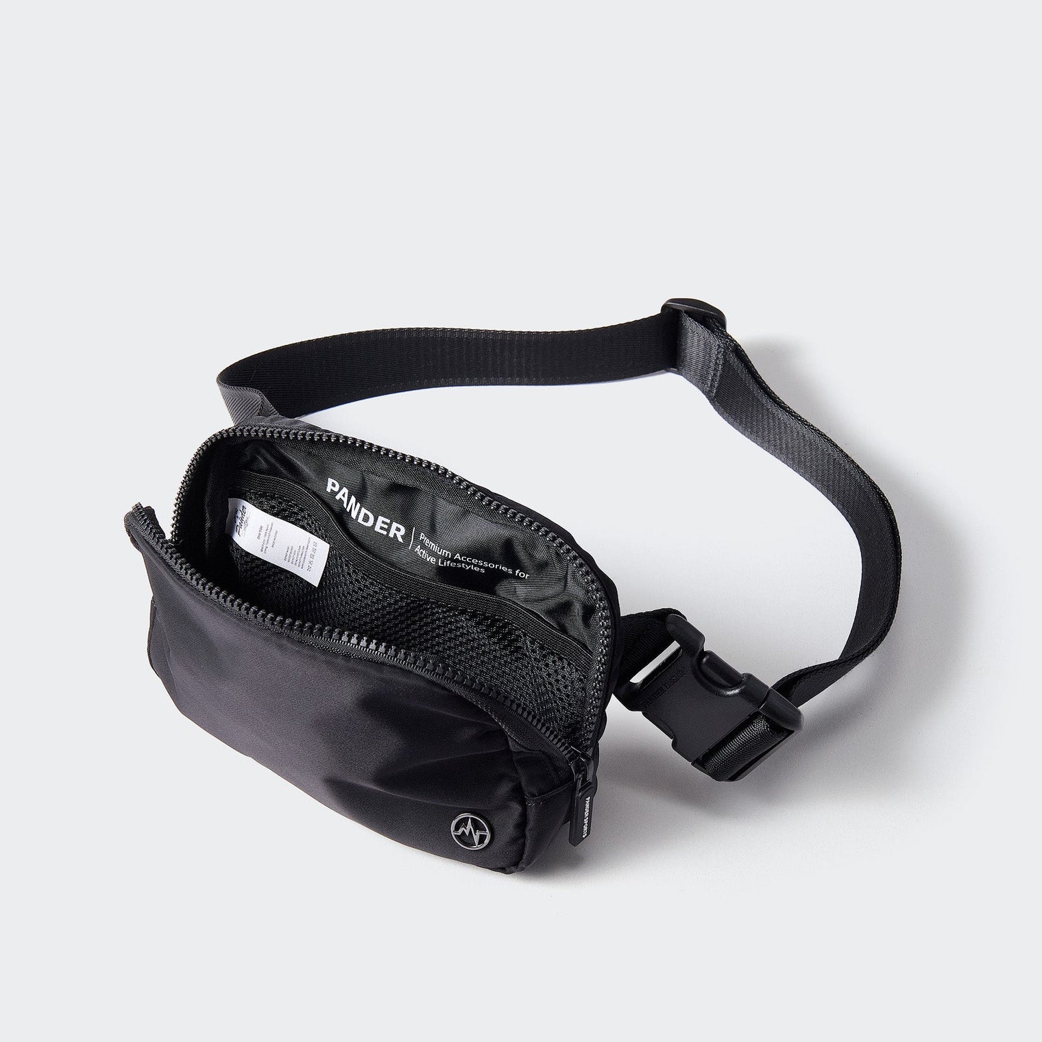 Pander 1L double zipper water-repellent nylon belt bag in Black, product view 6