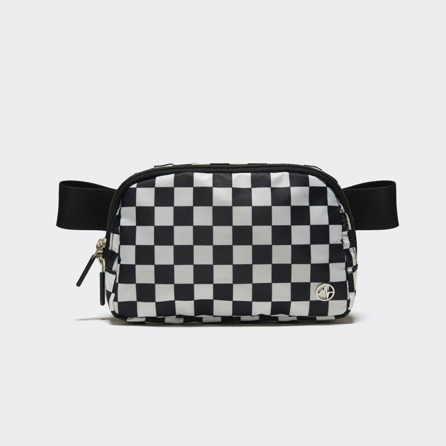 Pander 1L double zipper water-repellent nylon belt bag in Checkered Black, product view 1
