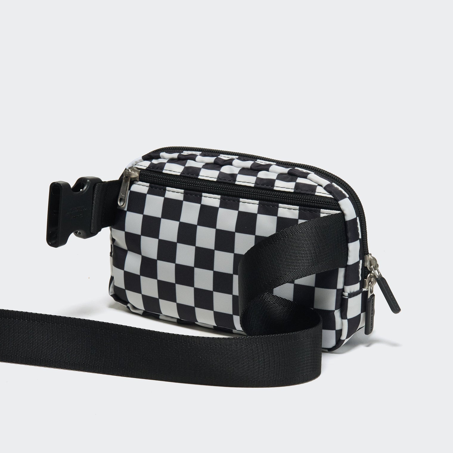 Pander 1L double zipper water-repellent nylon belt bag in Checkered Black, product view 4