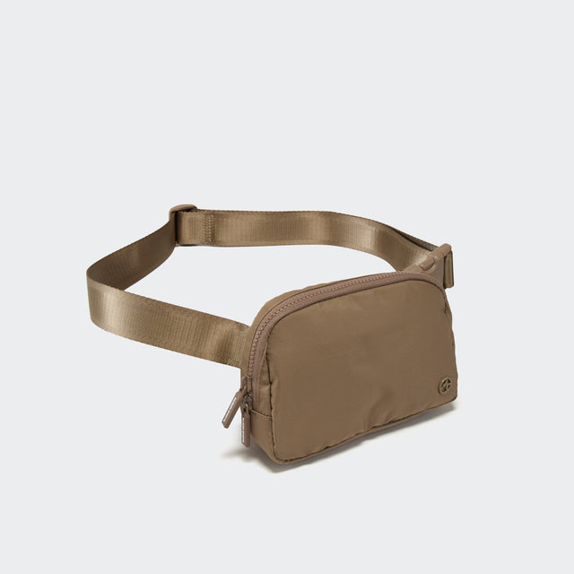 Pander 1L double zipper water-repellent nylon belt bag in Gray Brown, product view 2