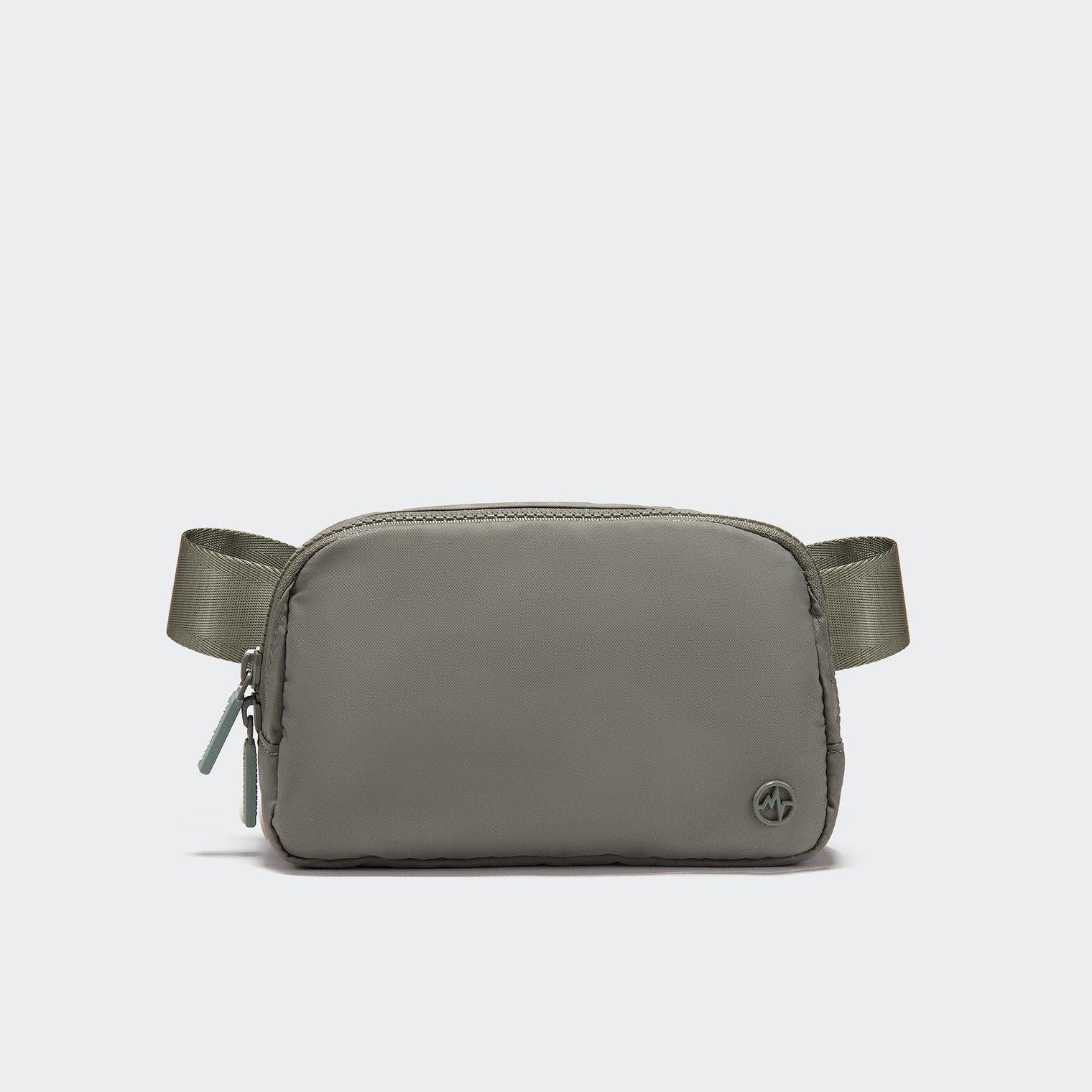 Pander 1L double zipper water-repellent nylon belt bag in Grey Sage, product view 1