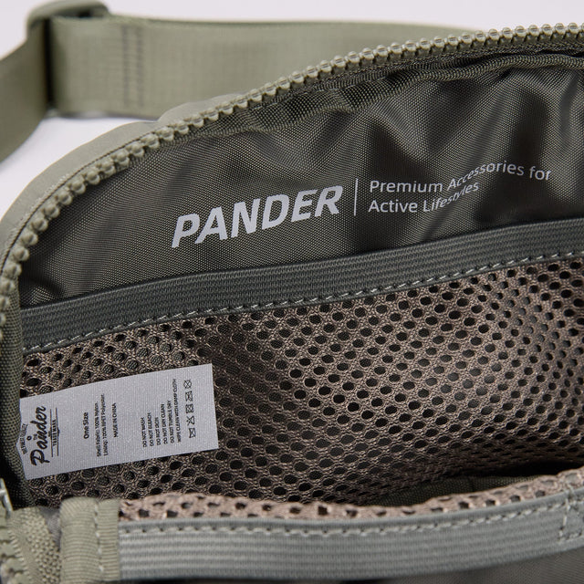 Pander 1L double zipper water-repellent nylon belt bag in Grey Sage, product view 8