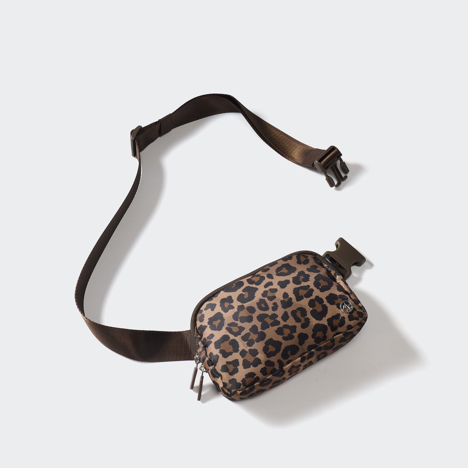 Pander 1L double zipper water-repellent nylon belt bag in Leopard Multi, product view 5