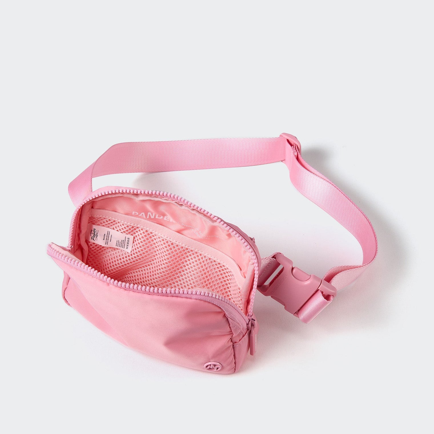 Pander 1L double zipper water-repellent nylon belt bag in Light Pink, product view 6