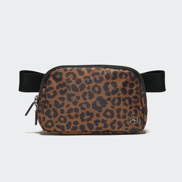 Pander 1L double zipper water-repellent nylon belt bag in Midnight Leopard, product view 1