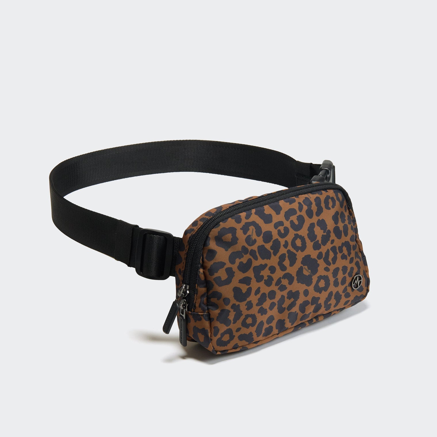 Pander 1L double zipper water-repellent nylon belt bag in Midnight Leopard, product view 2