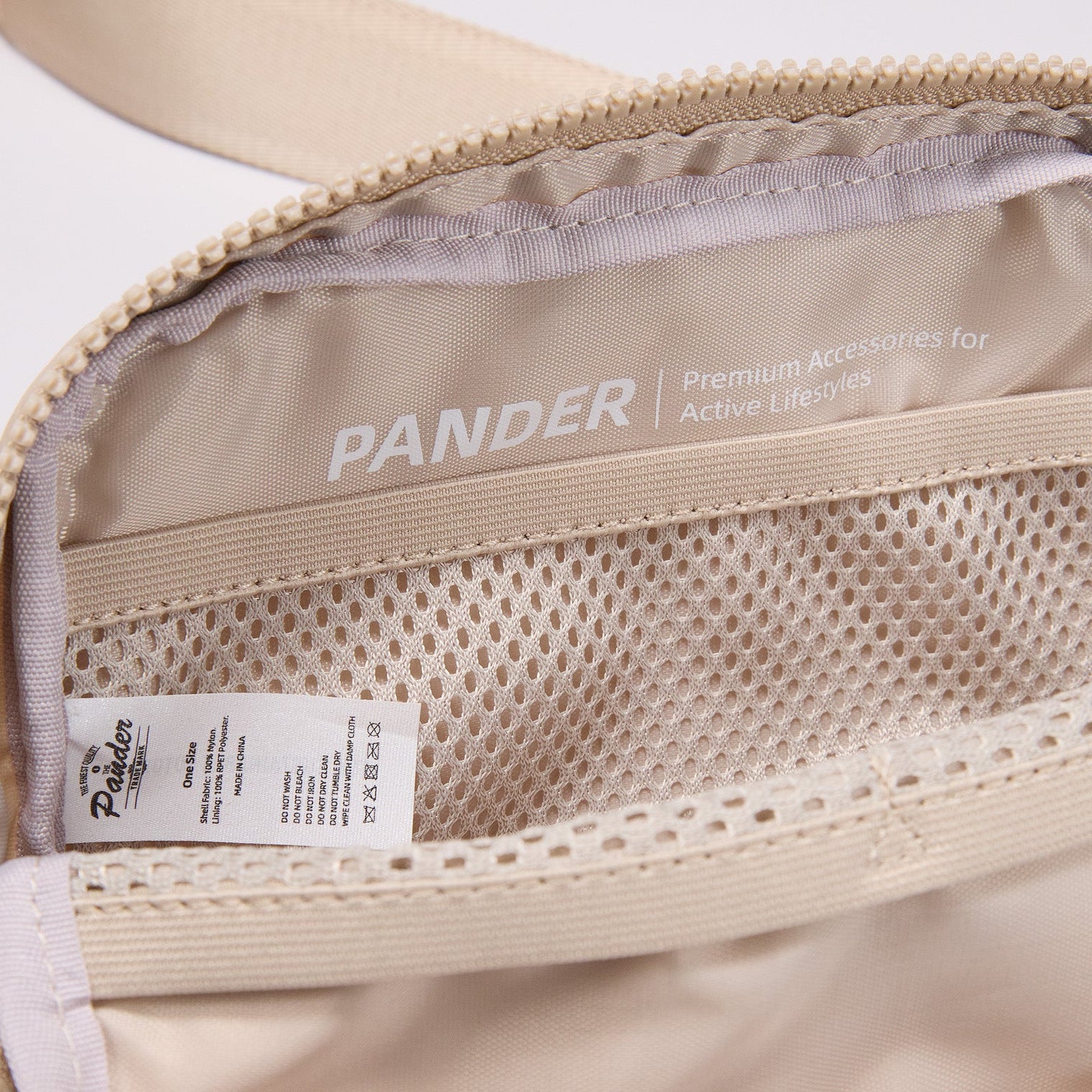 Pander 1L double zipper water-repellent nylon belt bag in Raw Linen Beige, product view 8