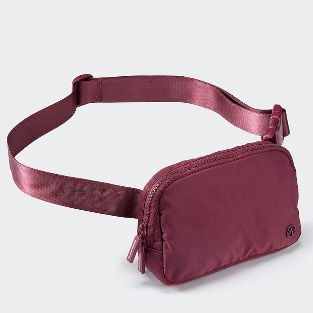 Pander 1L double zipper water-repellent nylon belt bag in Red Merlot, product view 2