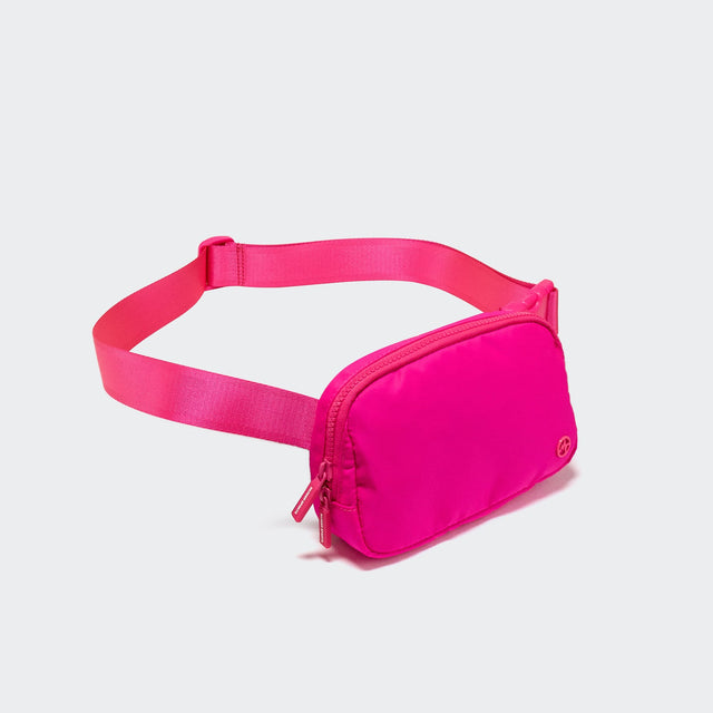 Pander 1L double zipper water-repellent nylon belt bag in Sonic Pink, product view 2