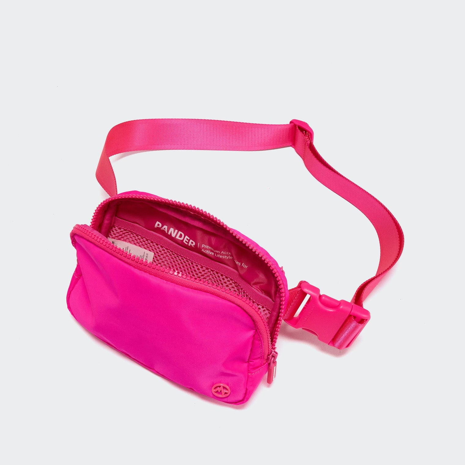 Pander 1L double zipper water-repellent nylon belt bag in Sonic Pink, product view 6
