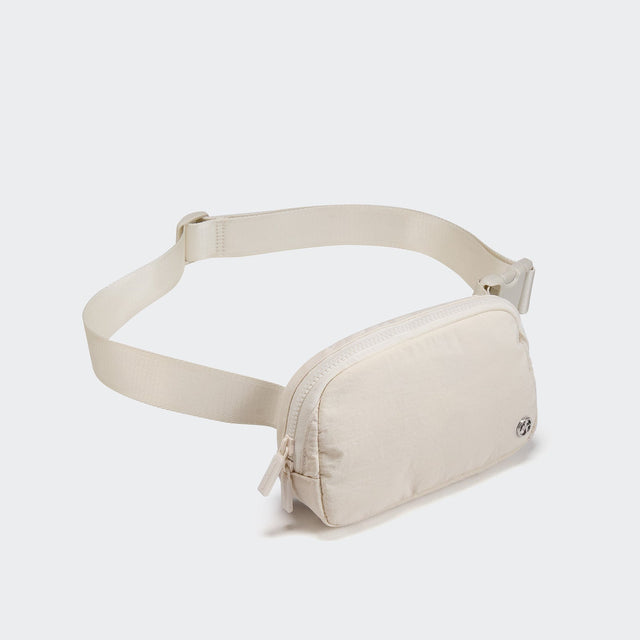 Pander 1L double zipper water-repellent nylon belt bag in White Opal, product view 2