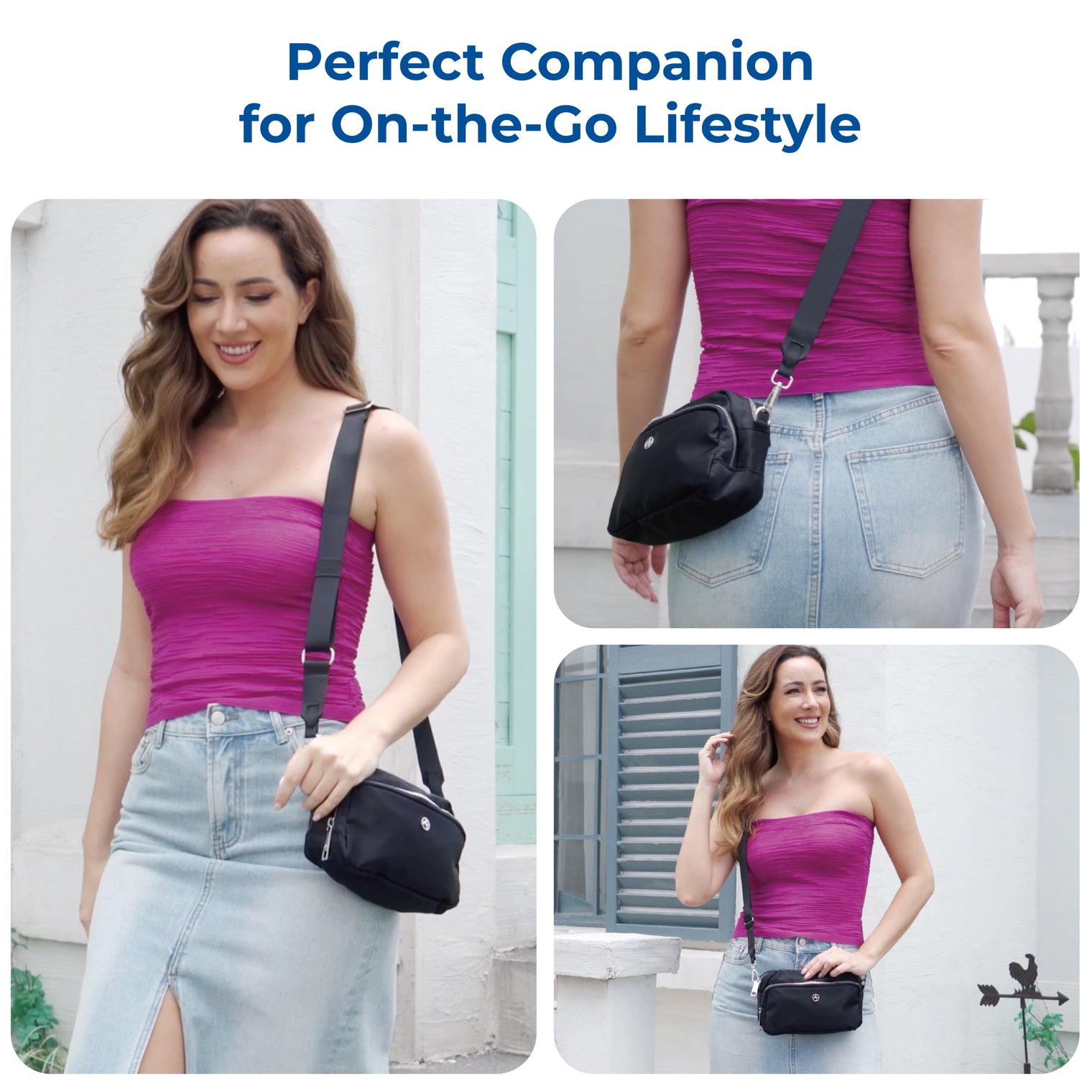 Pander everyday crossbody sling bag worn on the go