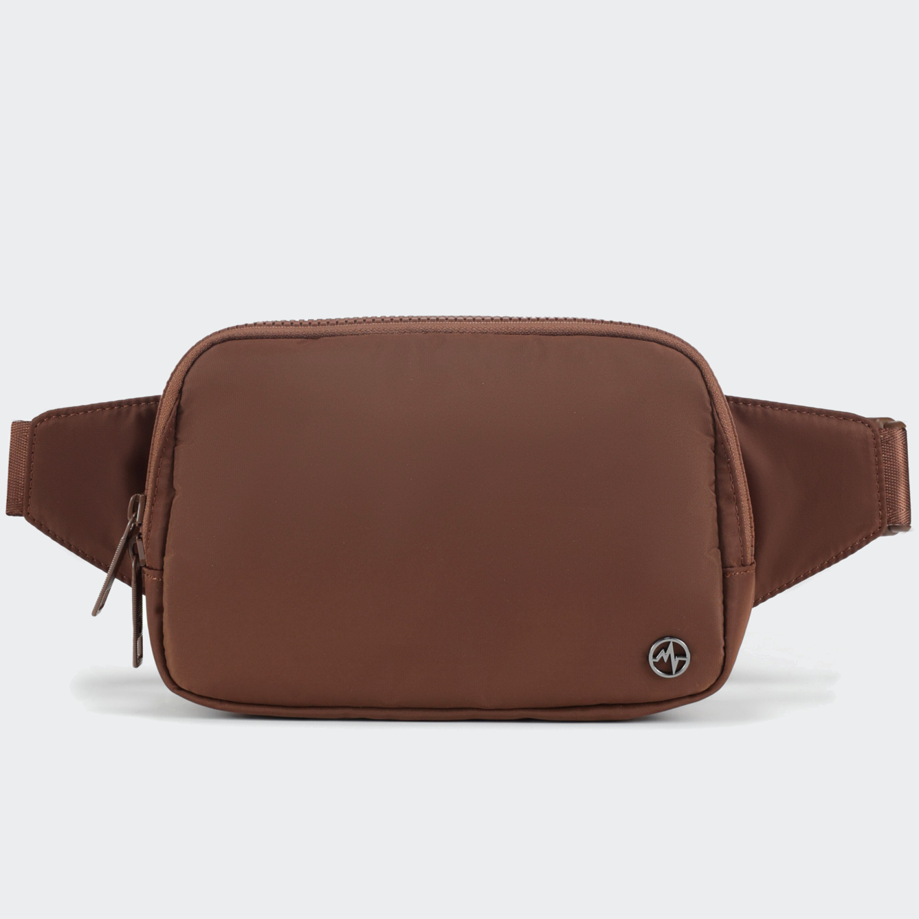 PANDER Everywhere Belt Bag Large 2L in Coca Mocha, straight-on front view on #ECEDEF background
