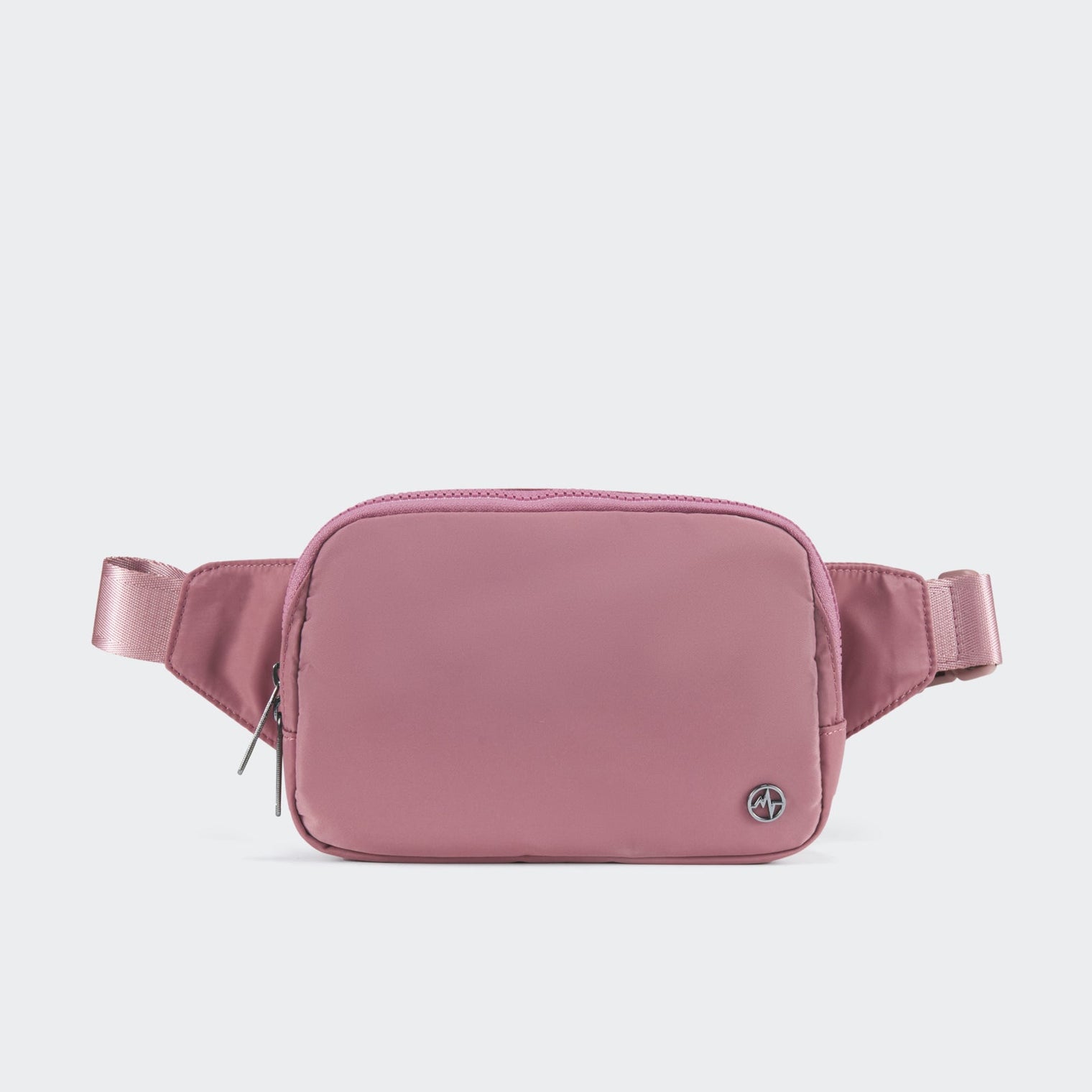 PANDER 2L water-resistant belt bag in Dune Pink, side and zipper detail