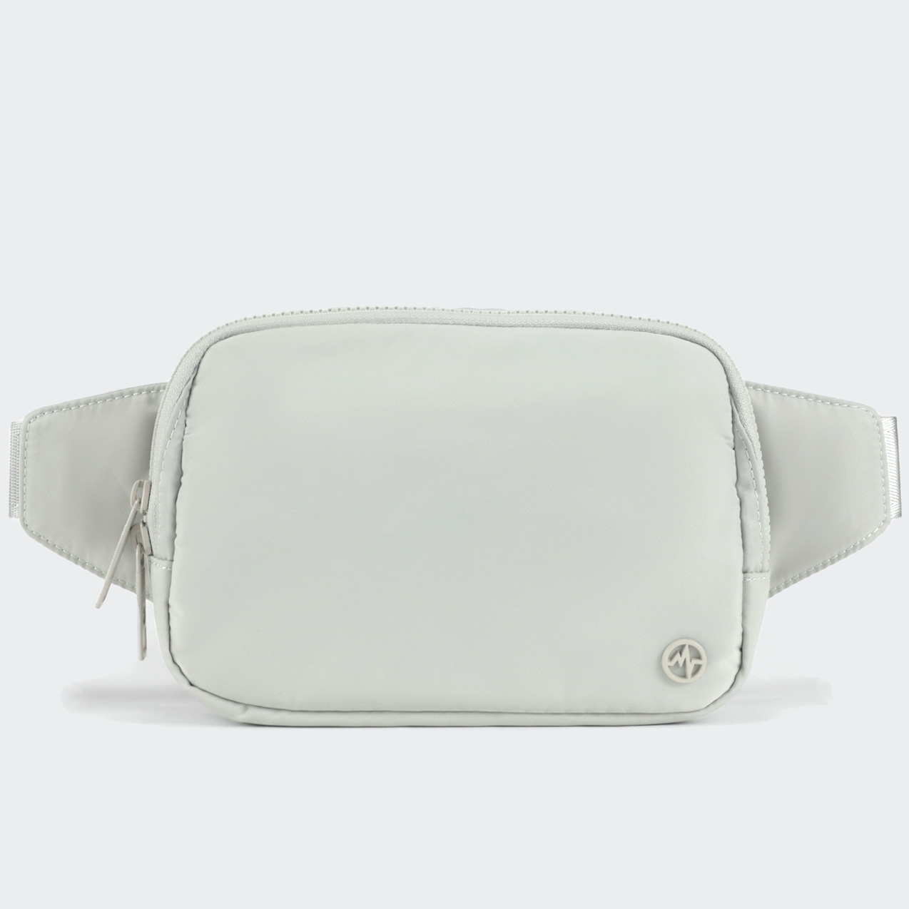 PANDER Everywhere Belt Bag Large 2L in Seal Grey, straight-on front view on #ECEDEF background