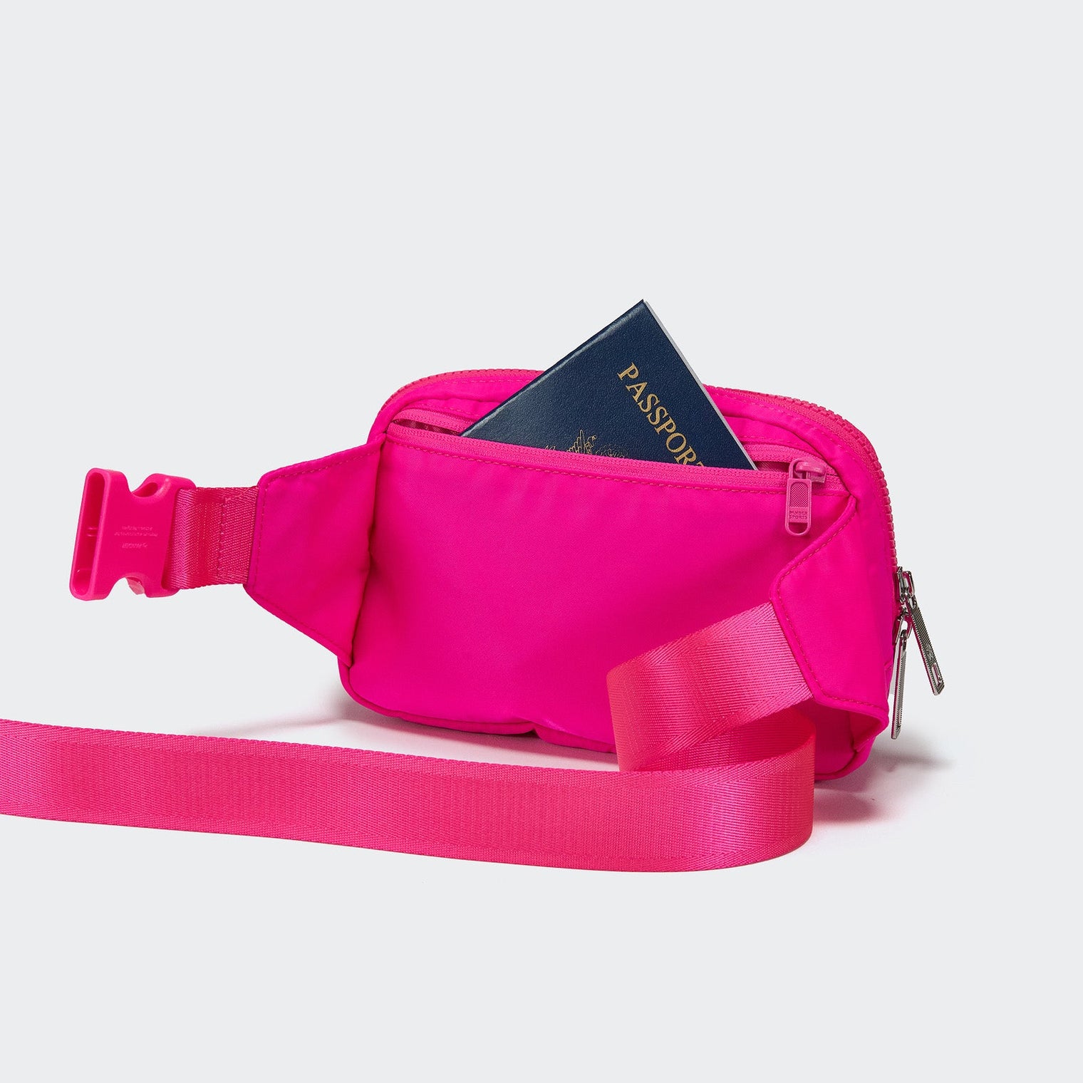 PANDER 2L fanny pack in Sonic Pink, interior organization detail
