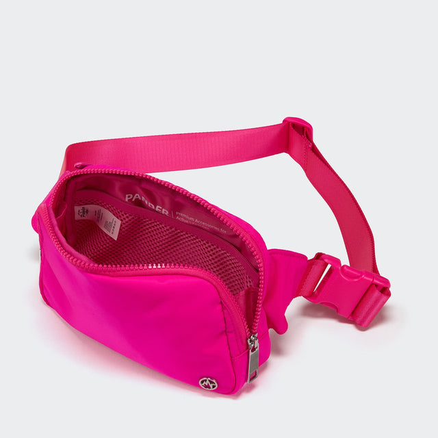 PANDER unisex 2L belt bag in Sonic Pink, everyday travel view