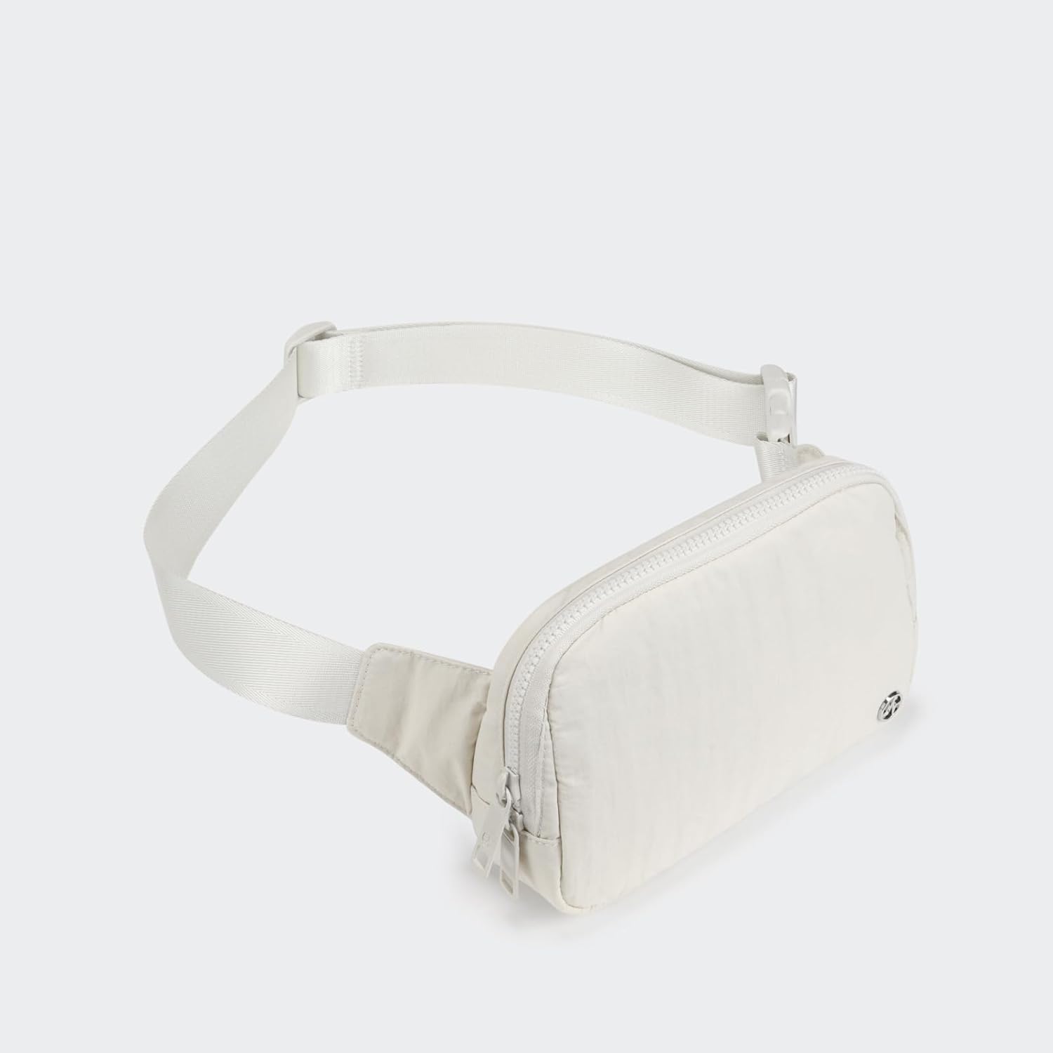 PANDER belt bag in White Opal, rear zip pocket and buckle detail