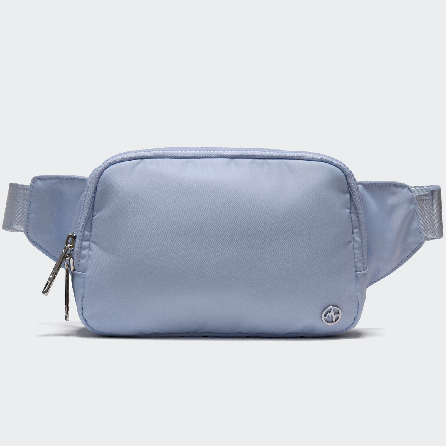 PANDER Everywhere Belt Bag Large 2L in Windmill Blue, straight-on front view on #ECEDEF background
