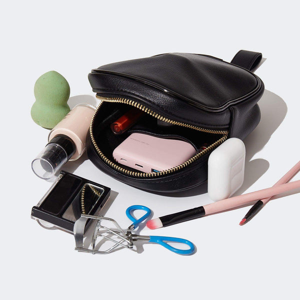 Pander thigh harness leg bag in Onyx Black, open interior compartment