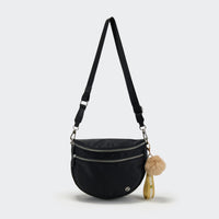 Pander black multi-pocket crossbody bum bag with adjustable strap