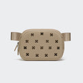 Airflow molded belt bag in Khaki, straight-on front view on #ECEDEF background