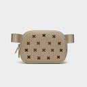 Airflow molded belt bag in Khaki, straight-on front view on #ECEDEF background