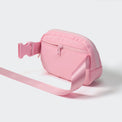 Pink belt bag rear view with secure zip pocket and adjustable webbing