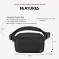 Pander 5 zipper pocket 2L belt bag in Black Polyester, product detail view 1