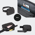 Pander 5 zipper pocket 2L belt bag in Black Polyester, product detail view 2