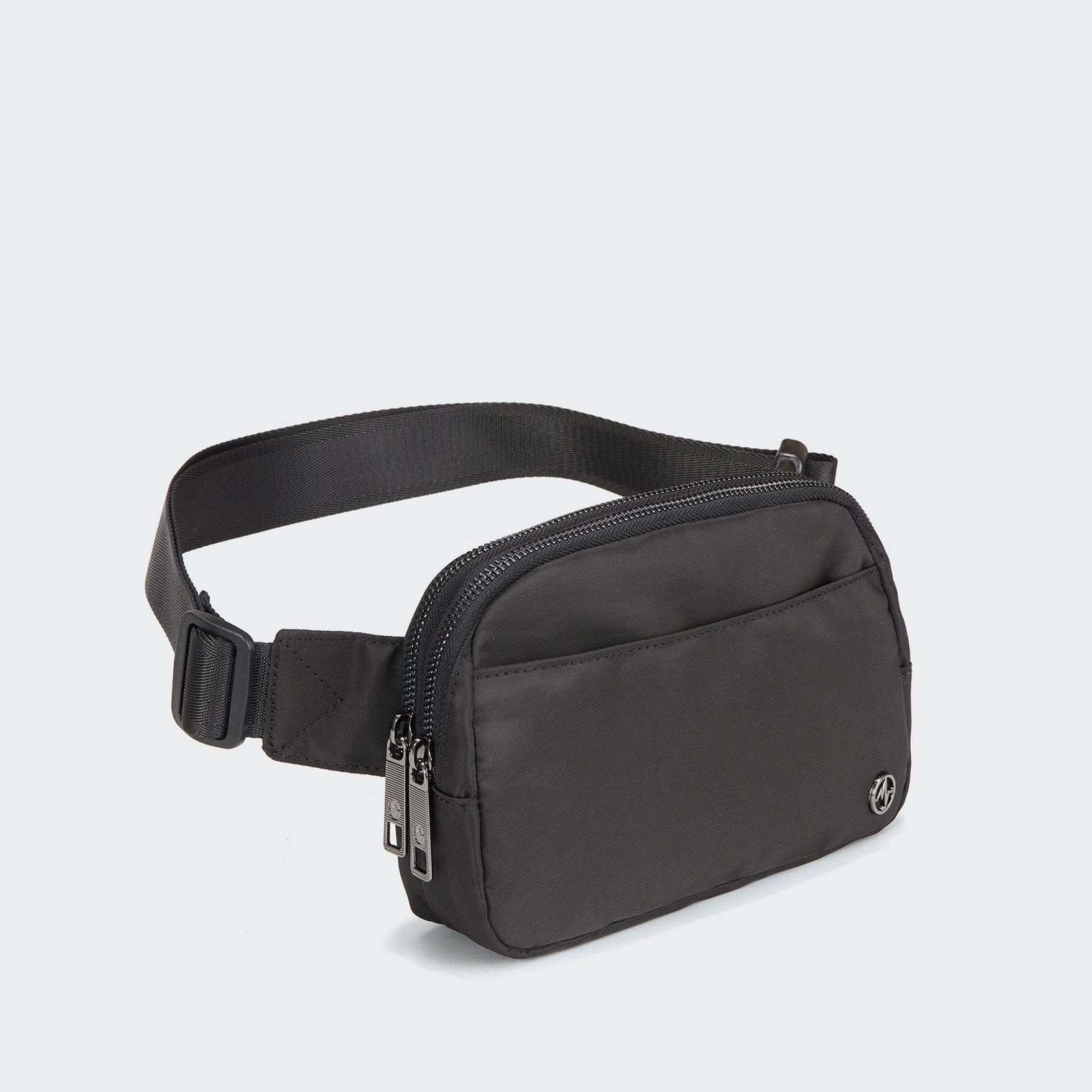 Pander 5 zipper pocket 2L belt bag in Black Polyester, product detail view 4