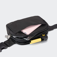 Pander 5 zipper pocket 2L belt bag in Black Polyester, product detail view 14