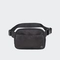Pander 5 zipper pocket 2L belt bag in Black Polyester, front view with adjustable strap