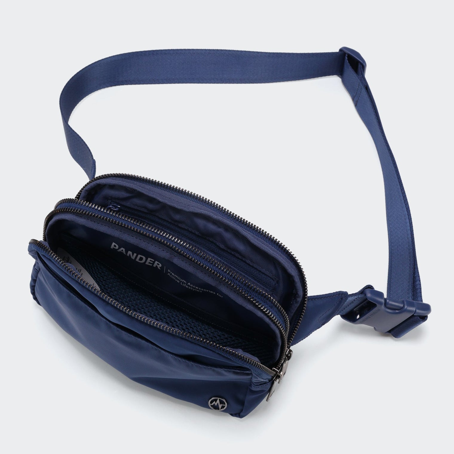 Pander 5 zipper pocket 2L belt bag in Blue Perennial, product detail view 8